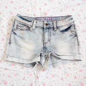 vintage light wash low rise denim shorts micro mini size 4